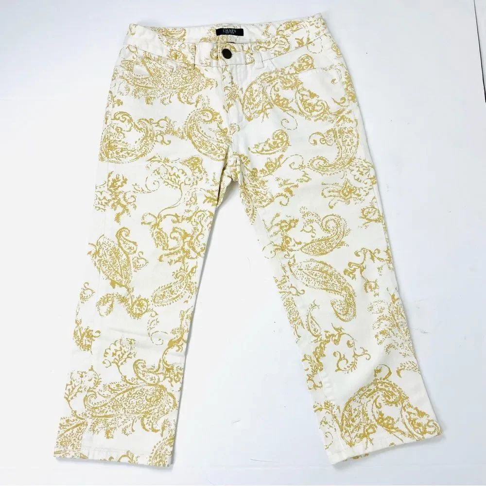 Chaps Paisley Straight-Leg Denim Capris 4